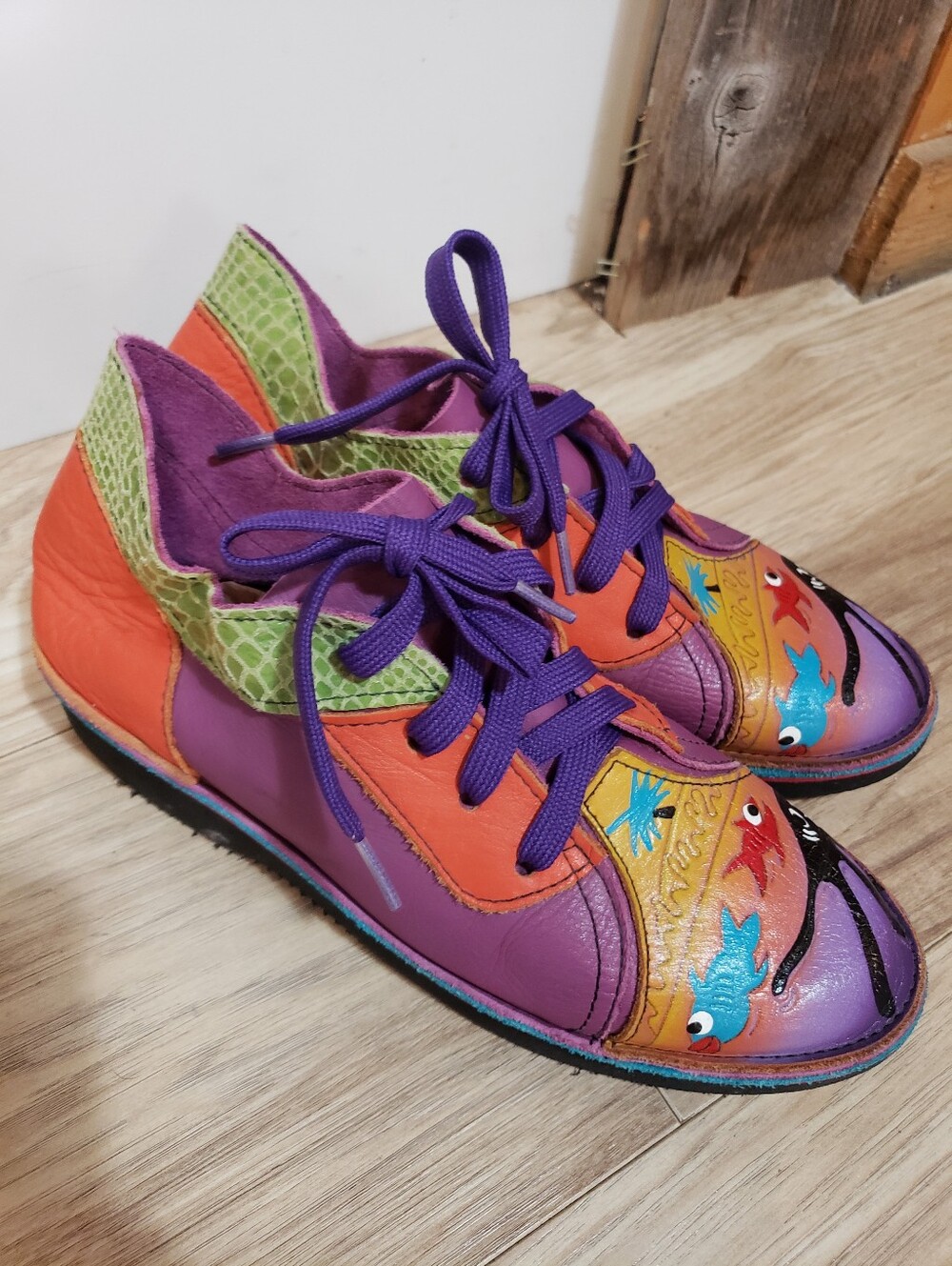 Sole Tech Hand Painted Leather Art Shoes 7.5 Under The Sea Theme